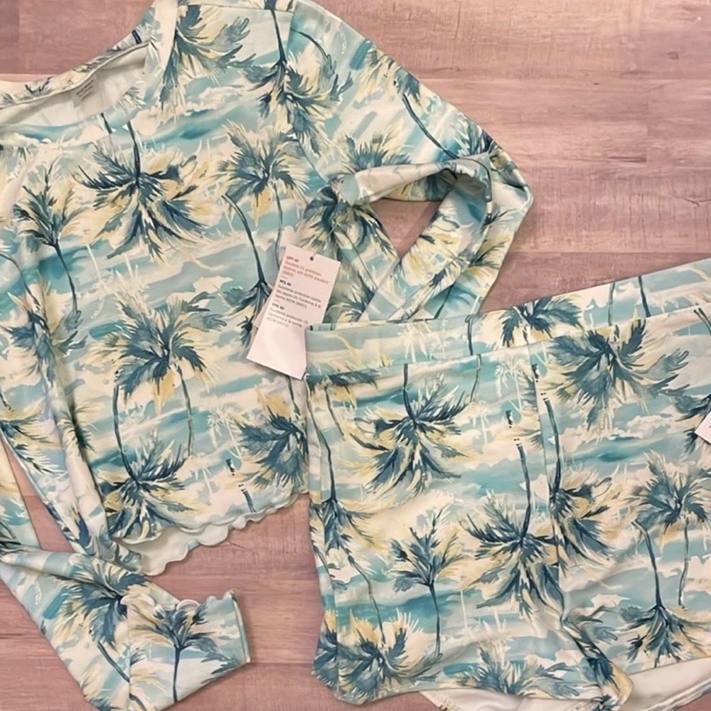 NWT Old Navy XL Scenic Palm 2 piece Bathing Suit Tankini Girls 14-16